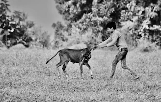 On-field visit showing interaction with farm animals and product placement.
