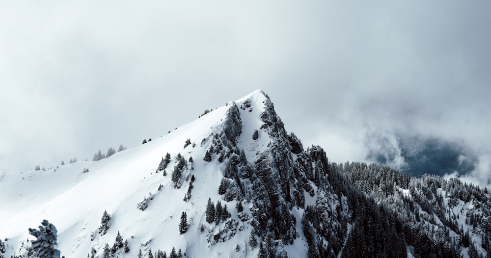 snow covered mountain during daytime