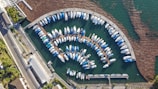 Aerial view of Pelotas Racing nautical circuit with boats and docks.