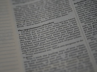 A close-up of a printed page from a book, possibly a Bible or religious text. The page is titled 'The appointment of leaders' and includes numbered verses. The text is primarily black on an off-white page.