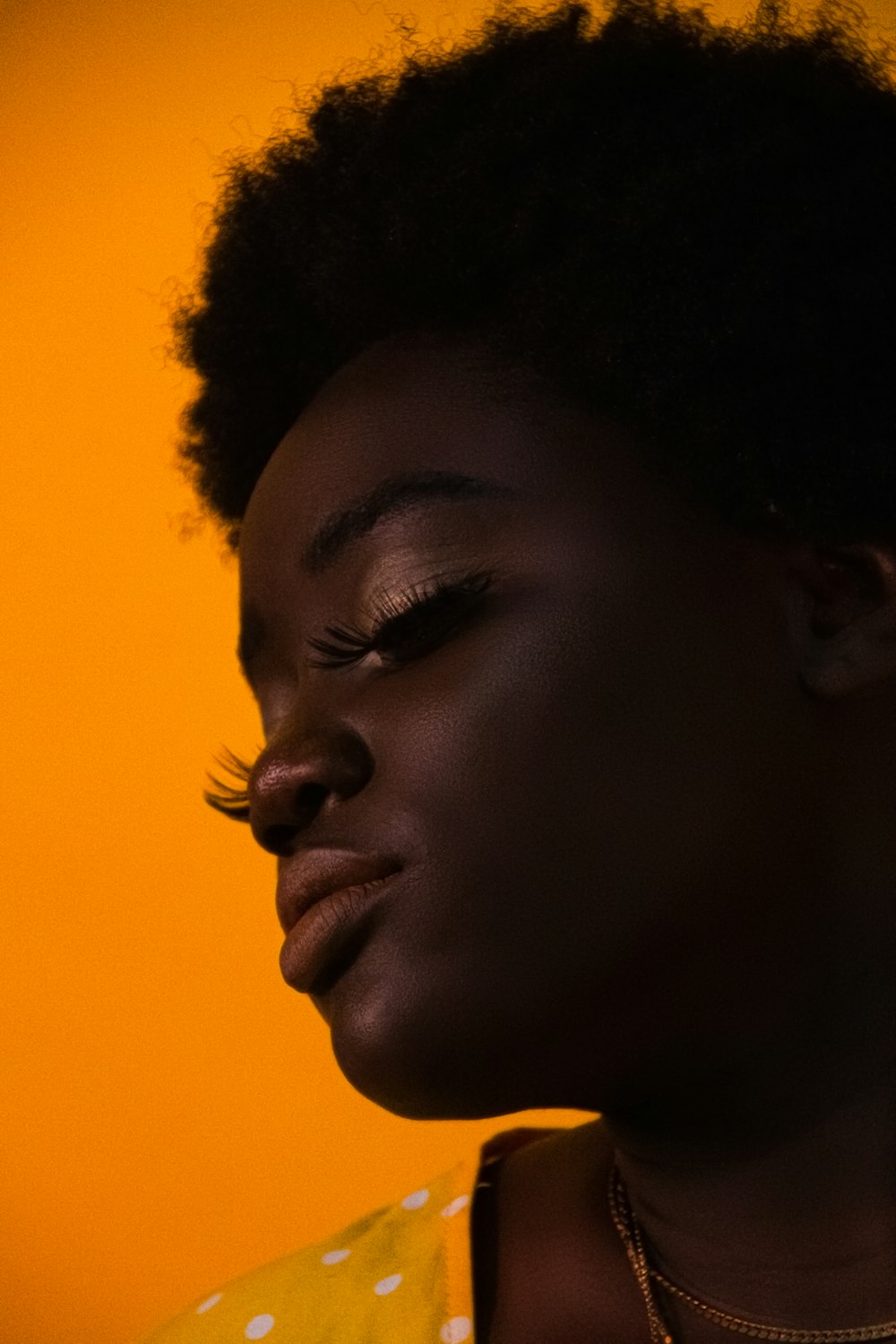 woman with black curly hair