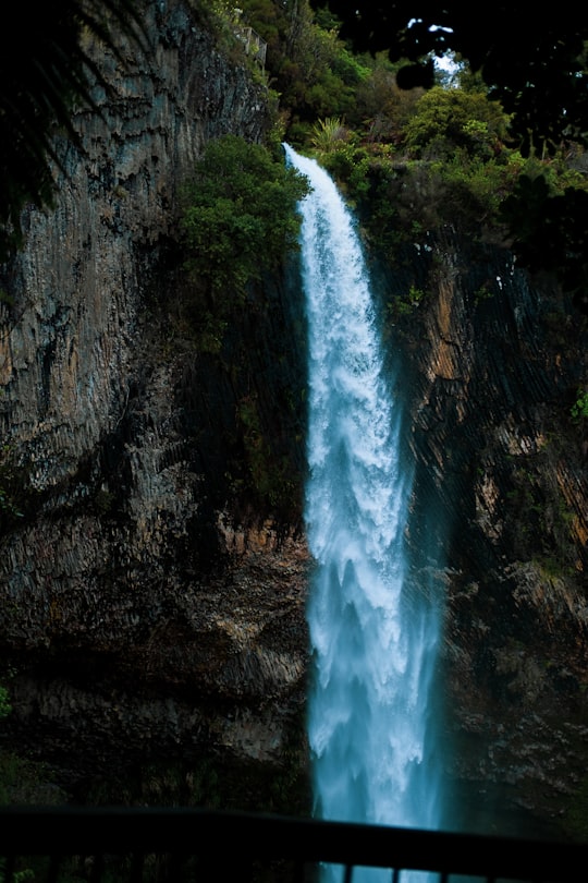 water falls on rocky mountain in Hamilton New Zealand