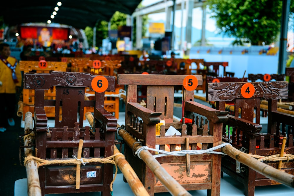 brown wooden chairs on wooden table