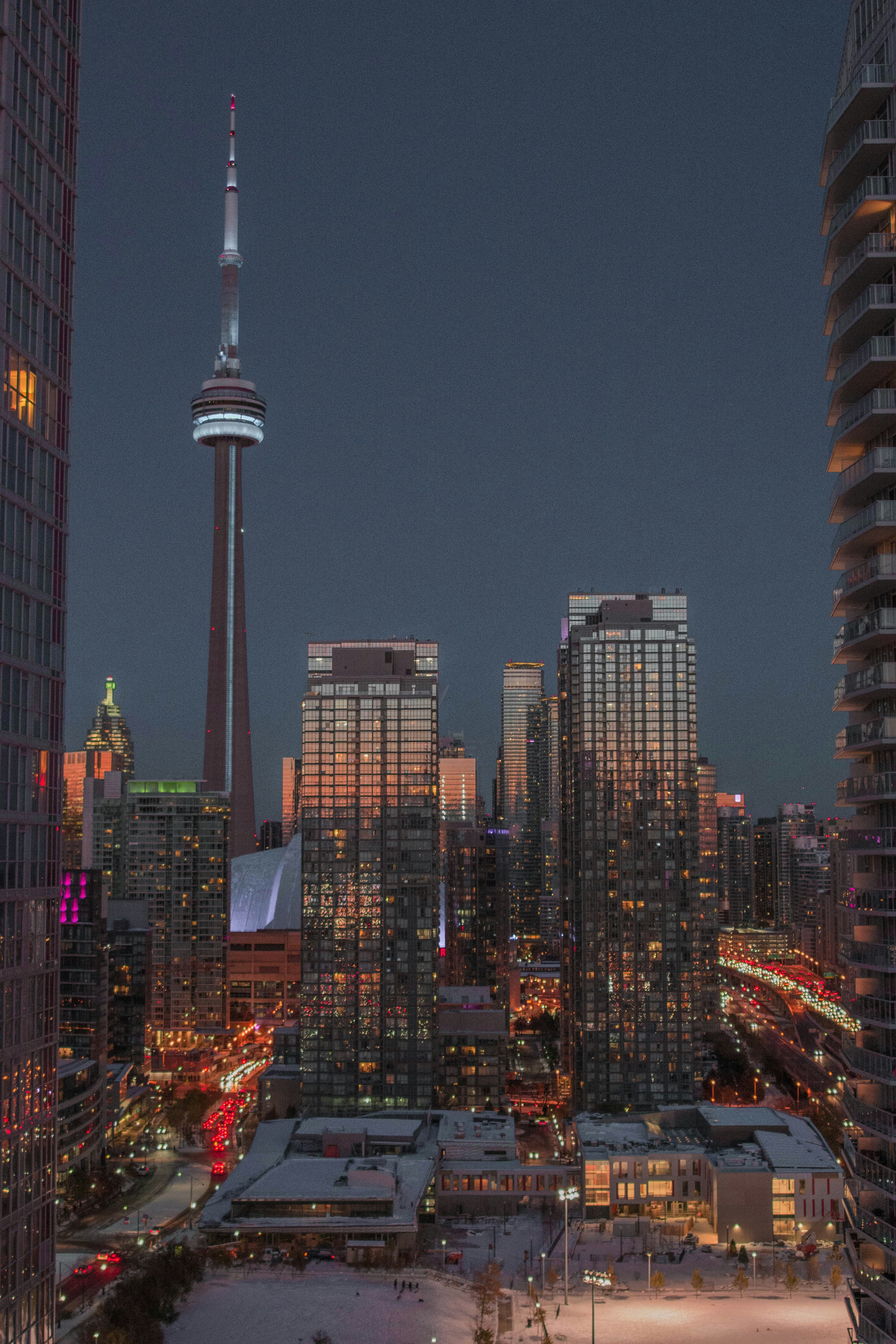 city buildings during night time