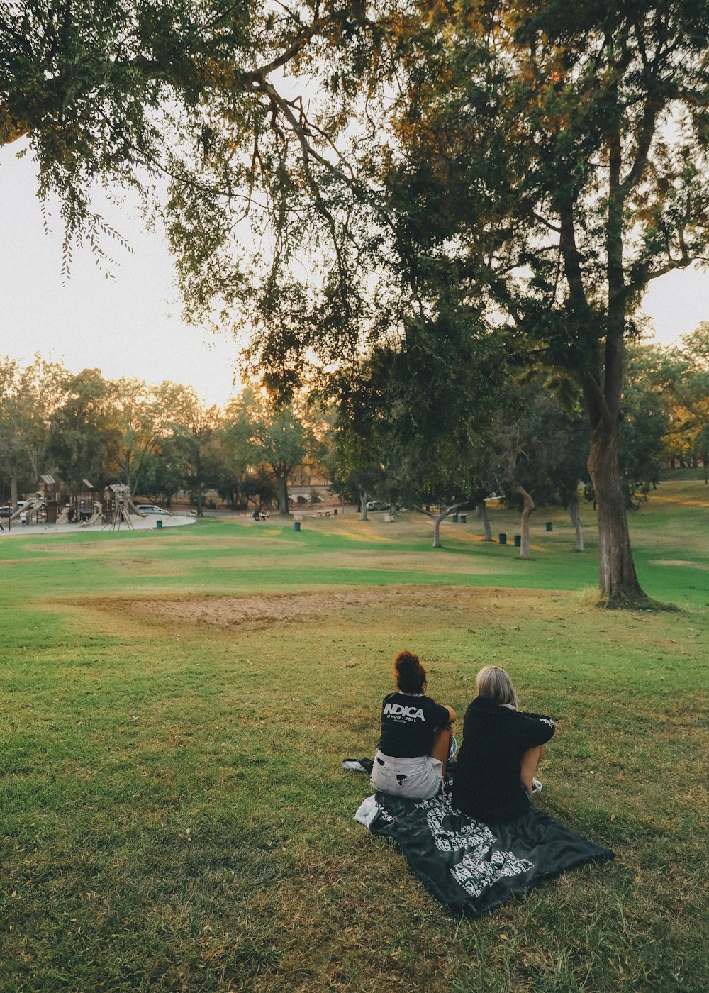 man in black t-shirt sitting on black chair on green grass field during daytime