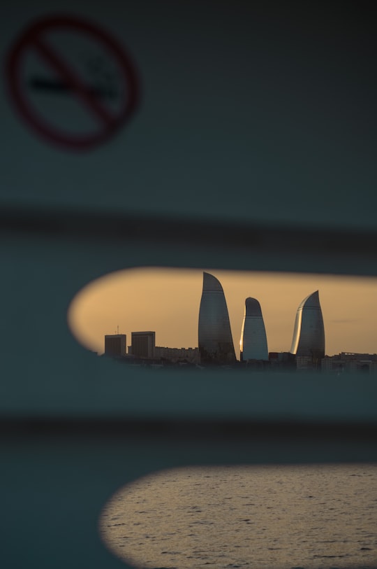 silhouette of building during sunset in Baku Azerbaijan