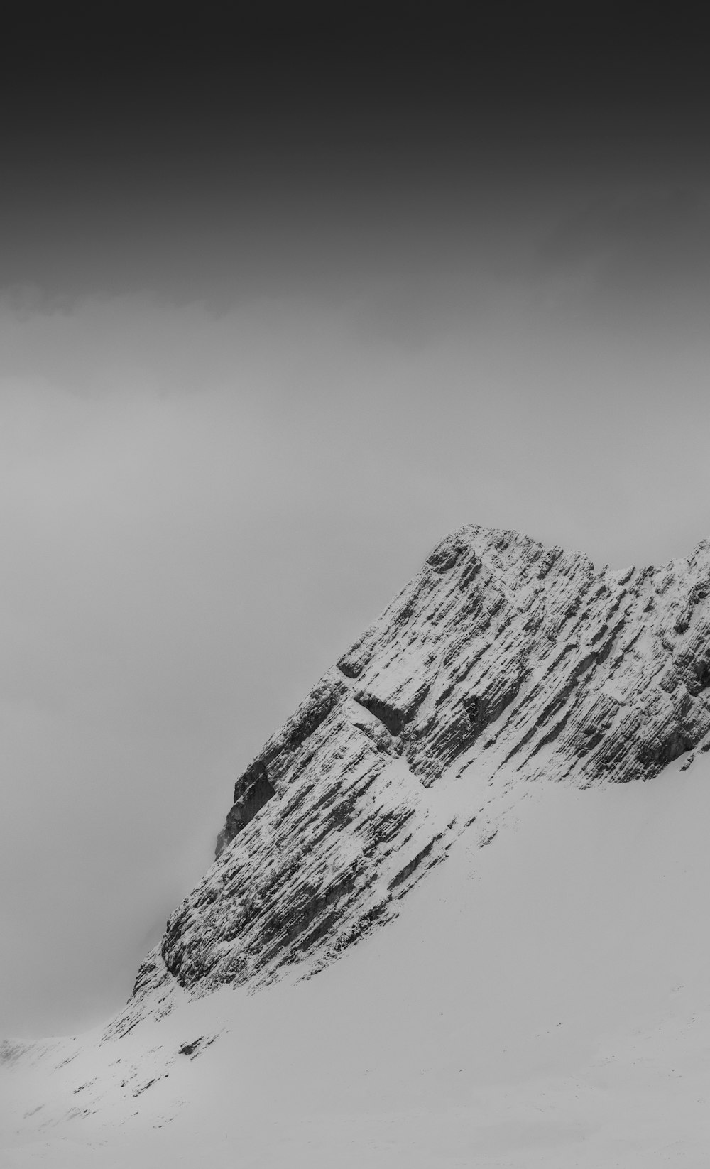 grayscale photo of mountain range