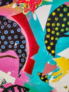 An illustration featuring bold colors and abstract shapes.