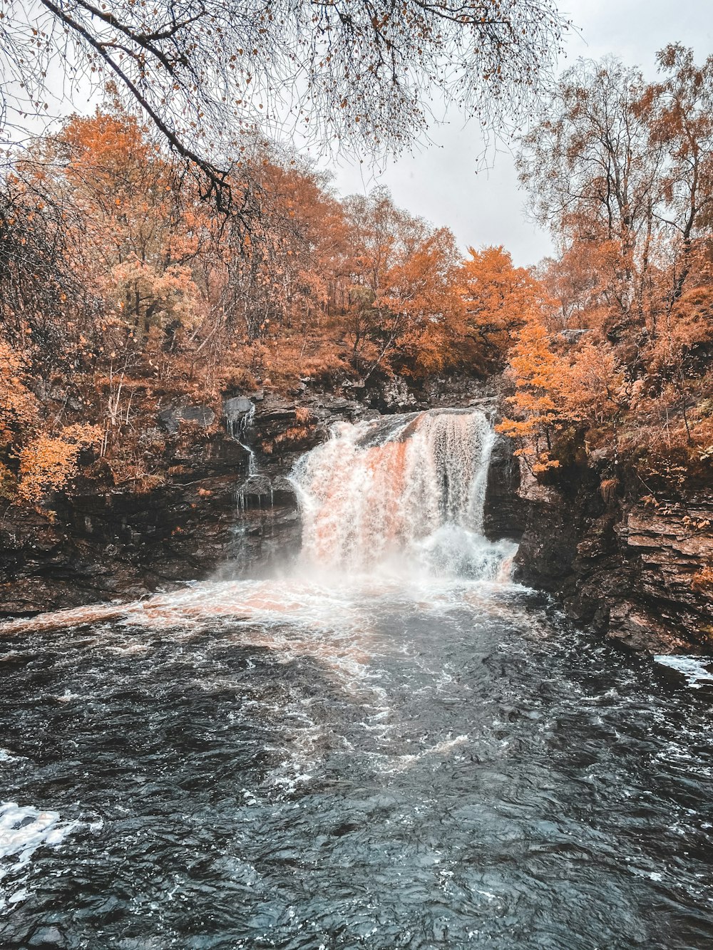 waterfalls in the middle of the forest