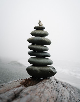 gray stone stack on gray rock