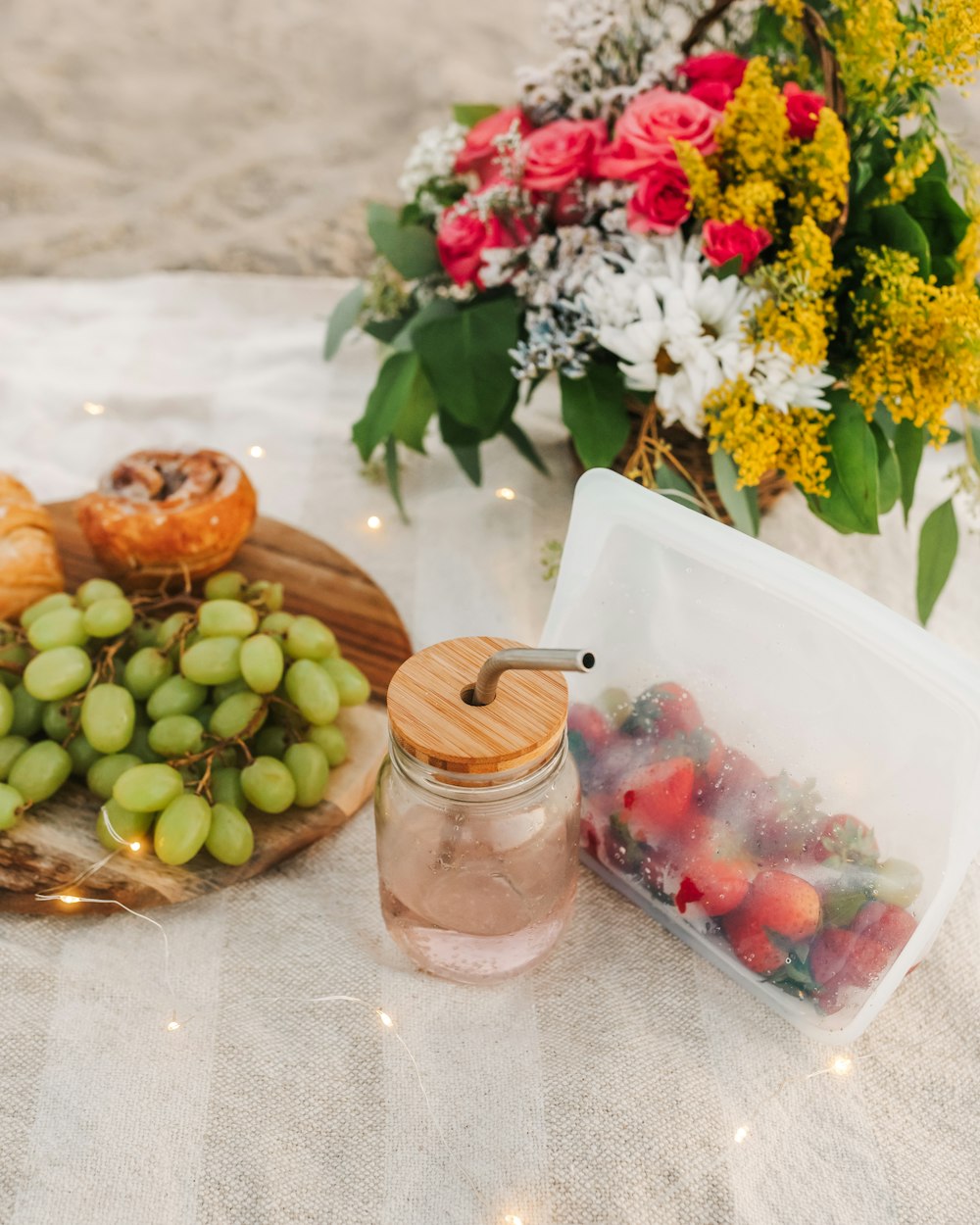 green grapes on clear glass jar