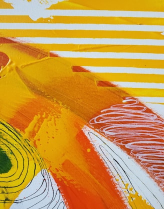 yellow red and white abstract painting
