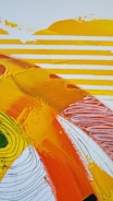 yellow red and white abstract painting