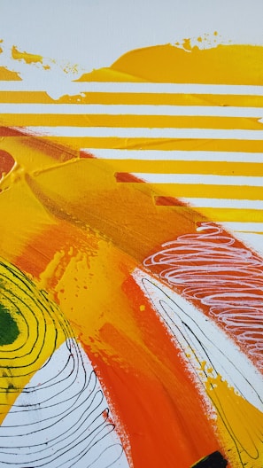 yellow red and white abstract painting