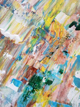 A finished abstract painting showcasing bold brush strokes and rich textures.