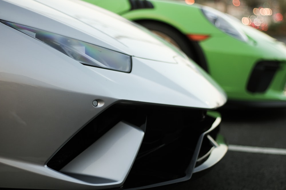 white and black sports car