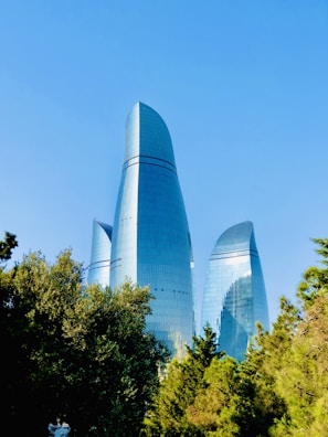 white high rise building near green trees under blue sky during daytime