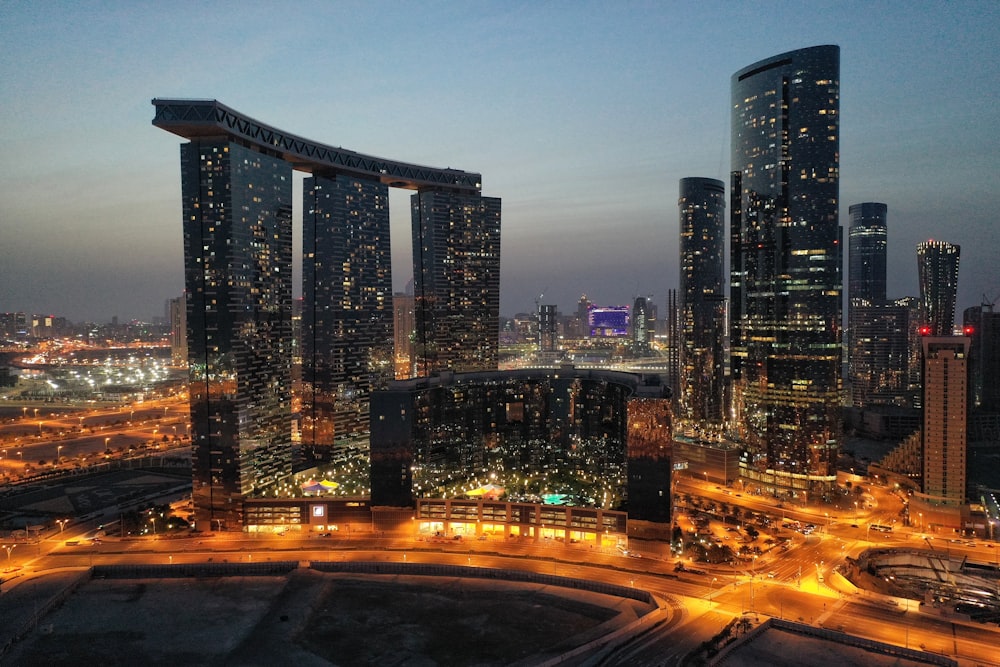 city buildings during night time