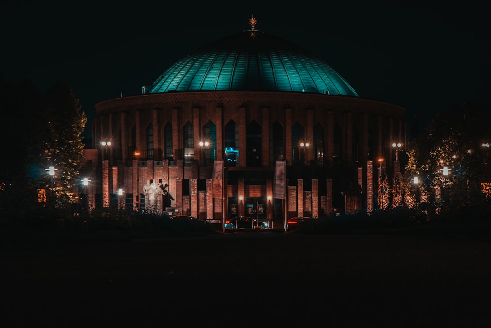 white dome building during night time