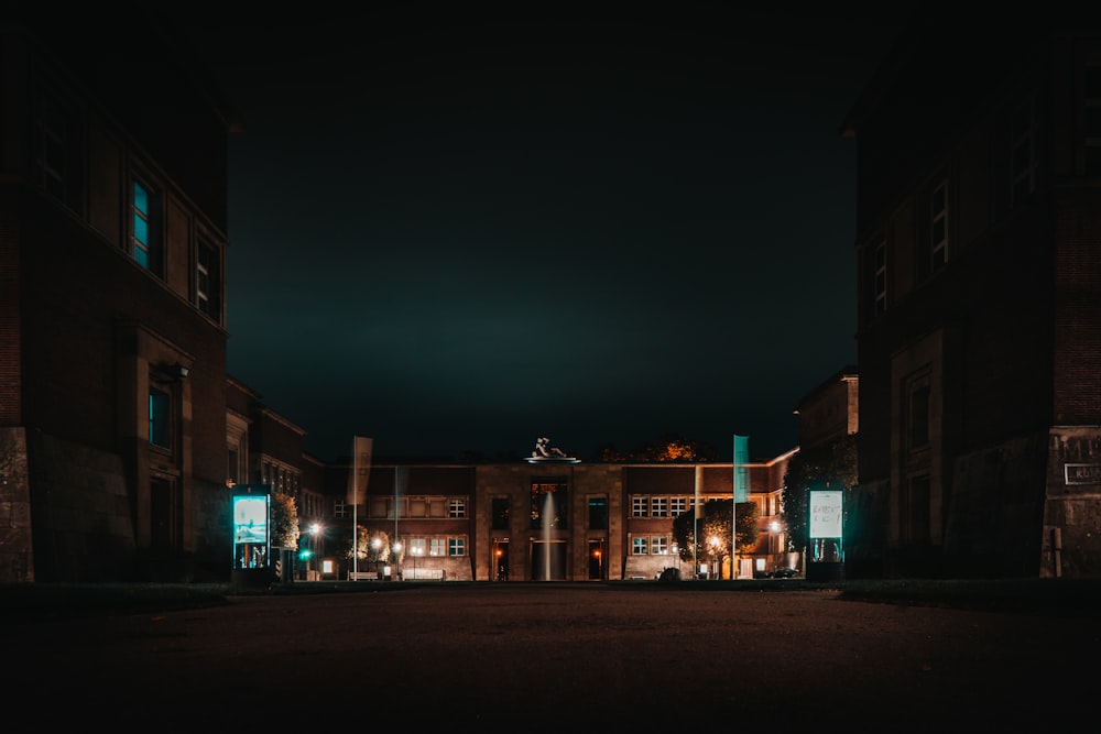 brown concrete building during night time