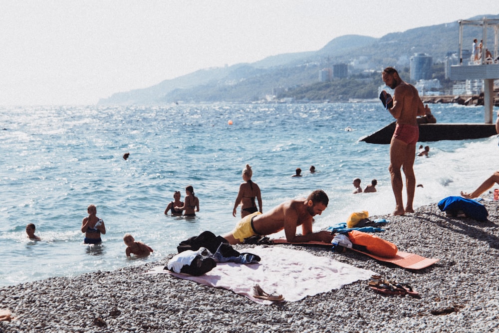 people on beach during daytime