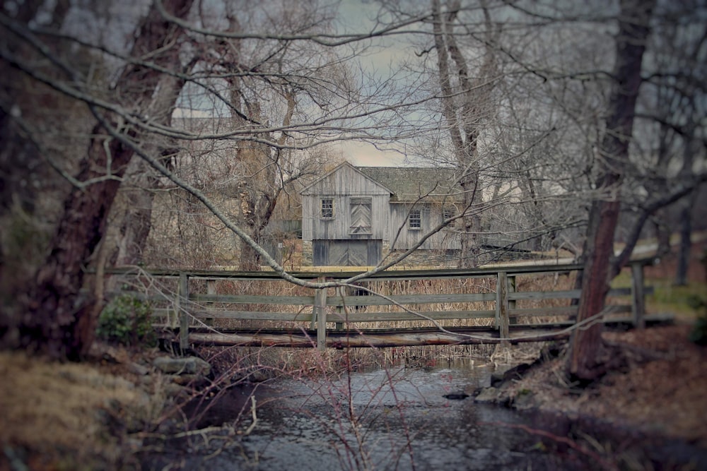 brown wooden bridge over river