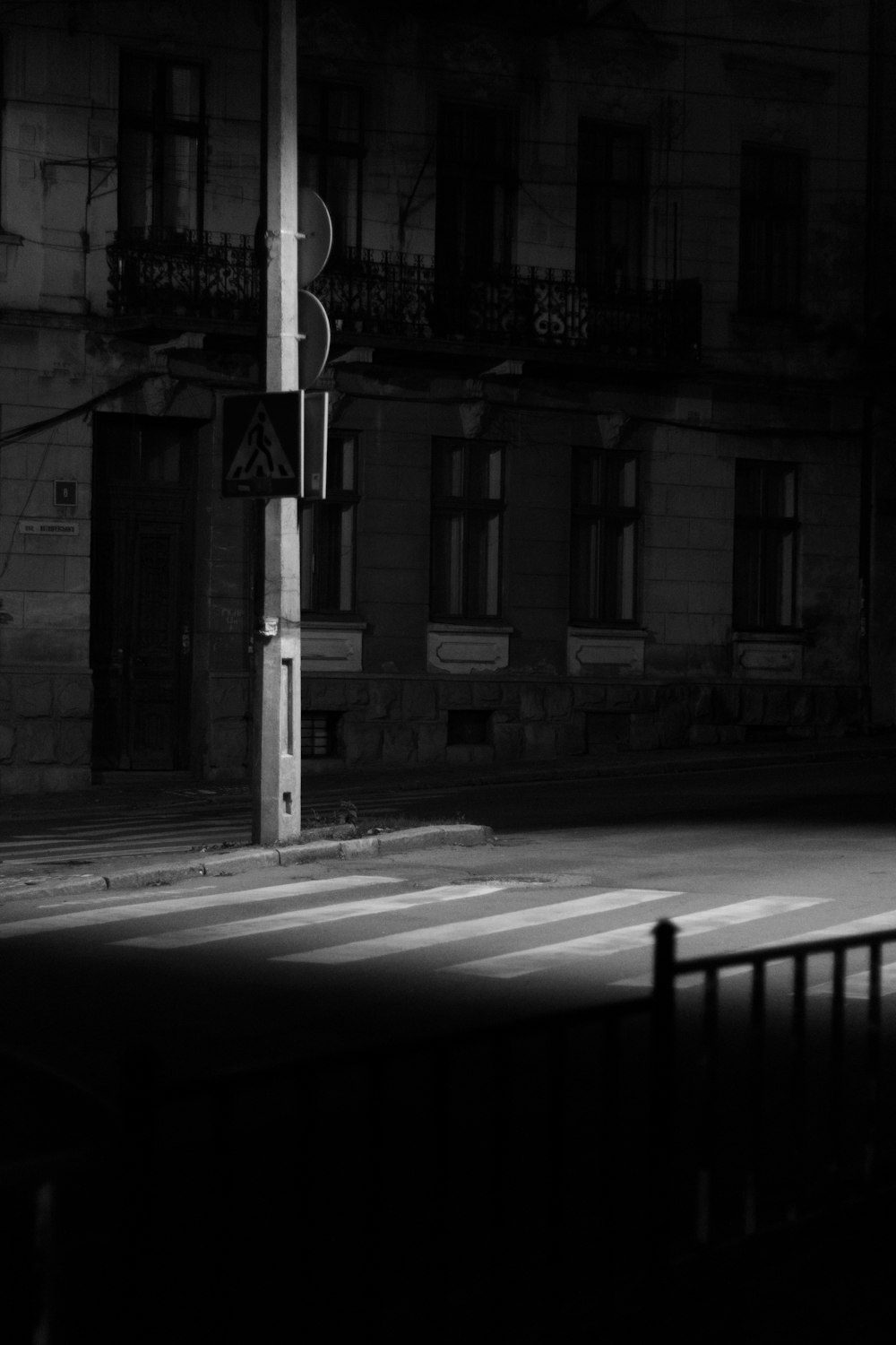 grayscale photo of street light