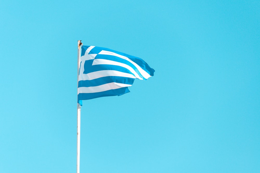 blue and white striped flag