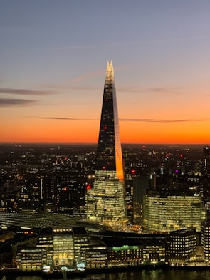 high rise building during sunset