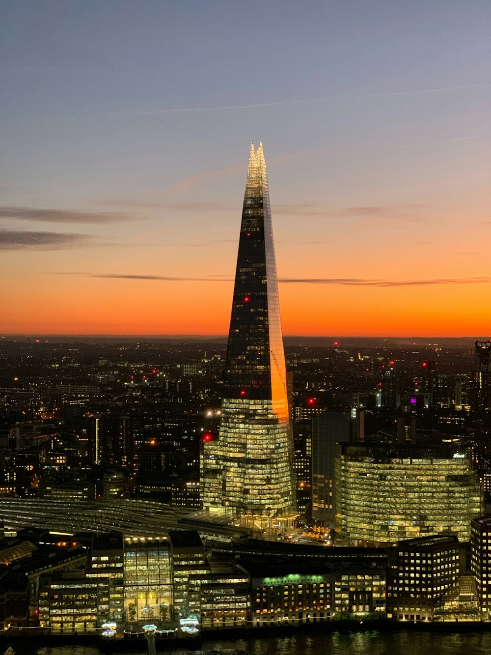 high rise building during sunset