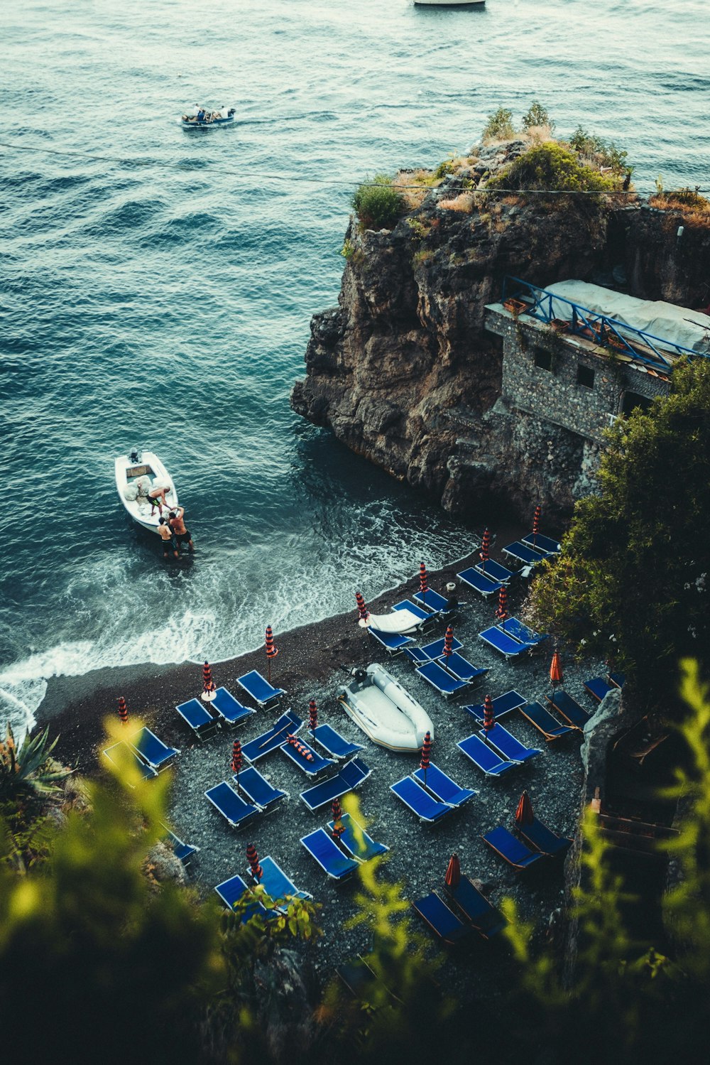 aerial view of boats on sea during daytime