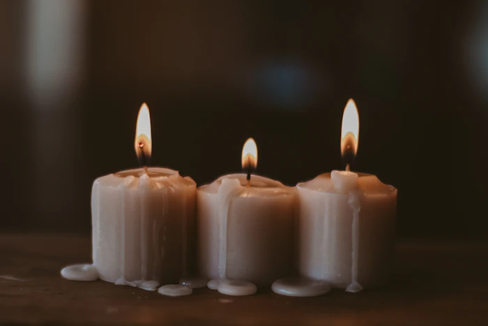 Soft candlelight and dried flowers in the studio