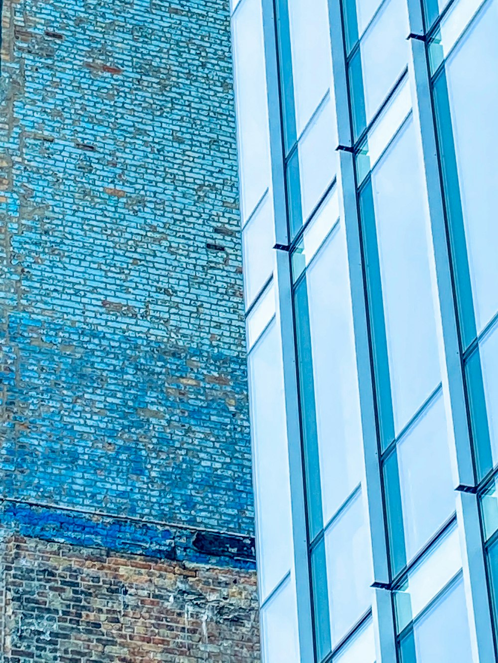 blue and brown brick wall