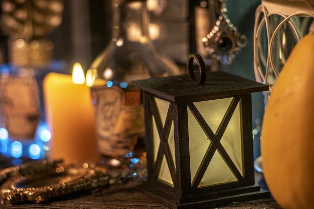 black wooden table with black wooden frame