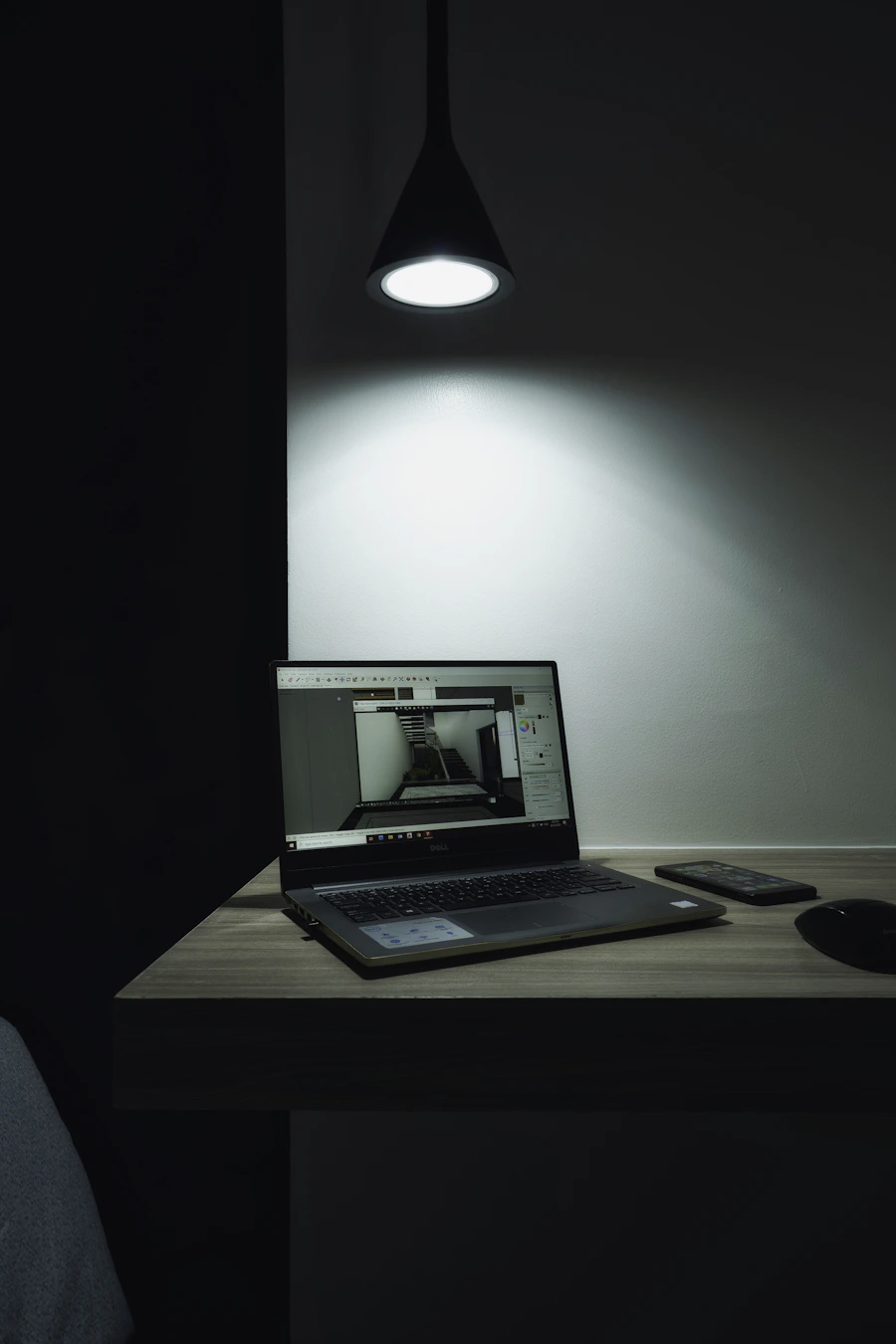 Laptop on wooden desk, BGC Metro Manila, Philippines