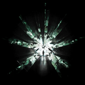 A cinematic frame capturing an intense moment of light and shadow interplay in a futuristic setting.