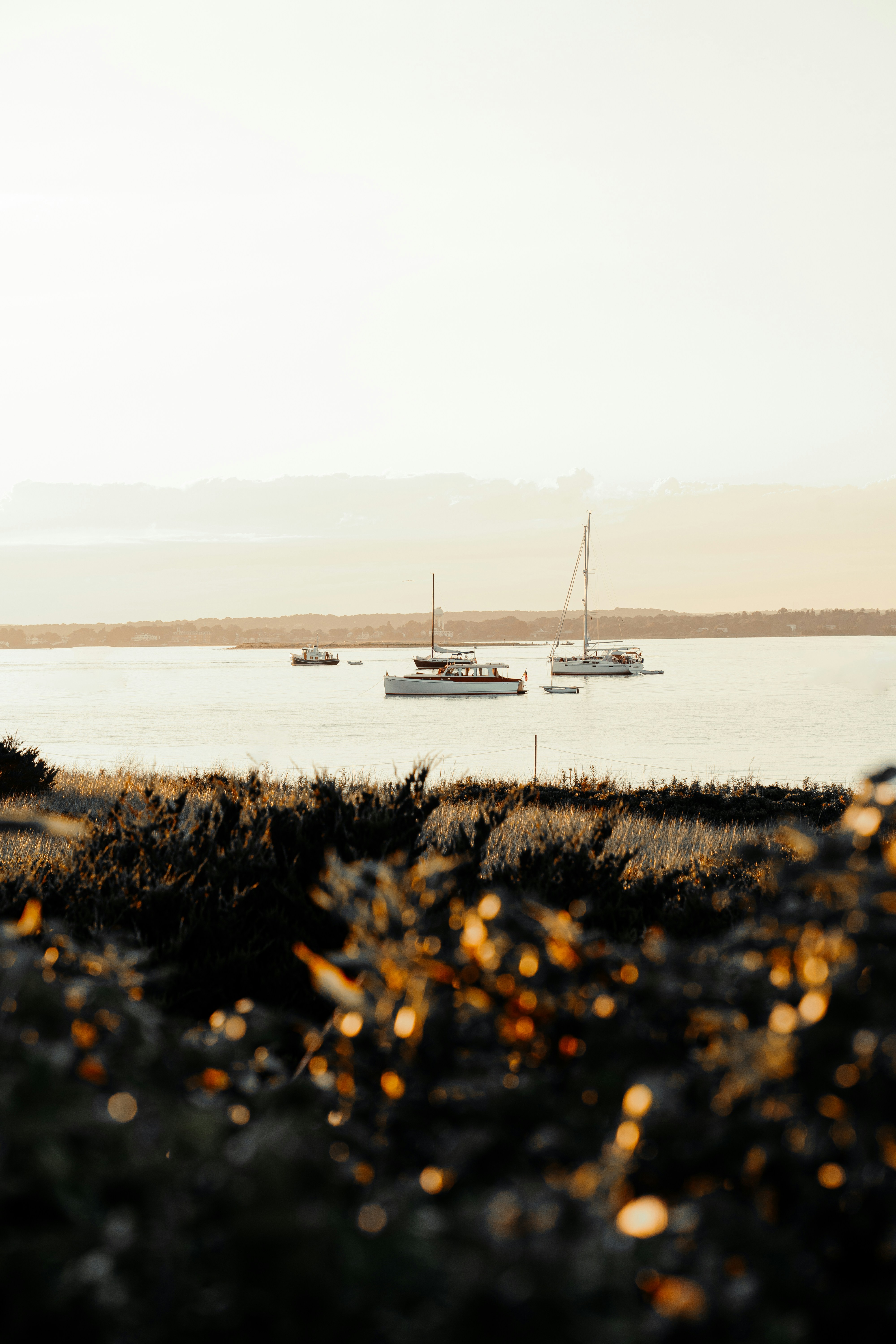 Sail boats on the water. Watch Hill Beach Rhode Island