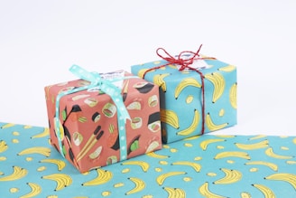 red and white floral gift boxes