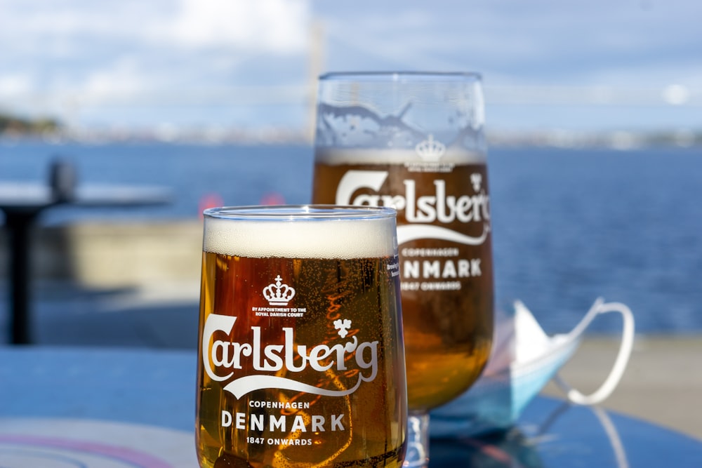 clear drinking glass with beer