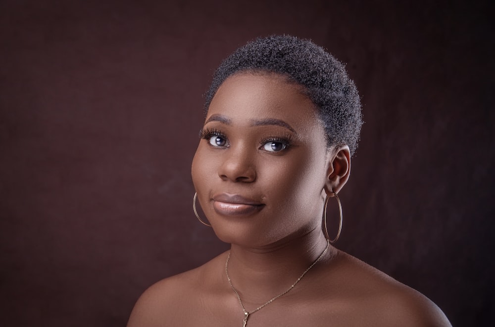 woman in silver hoop earrings