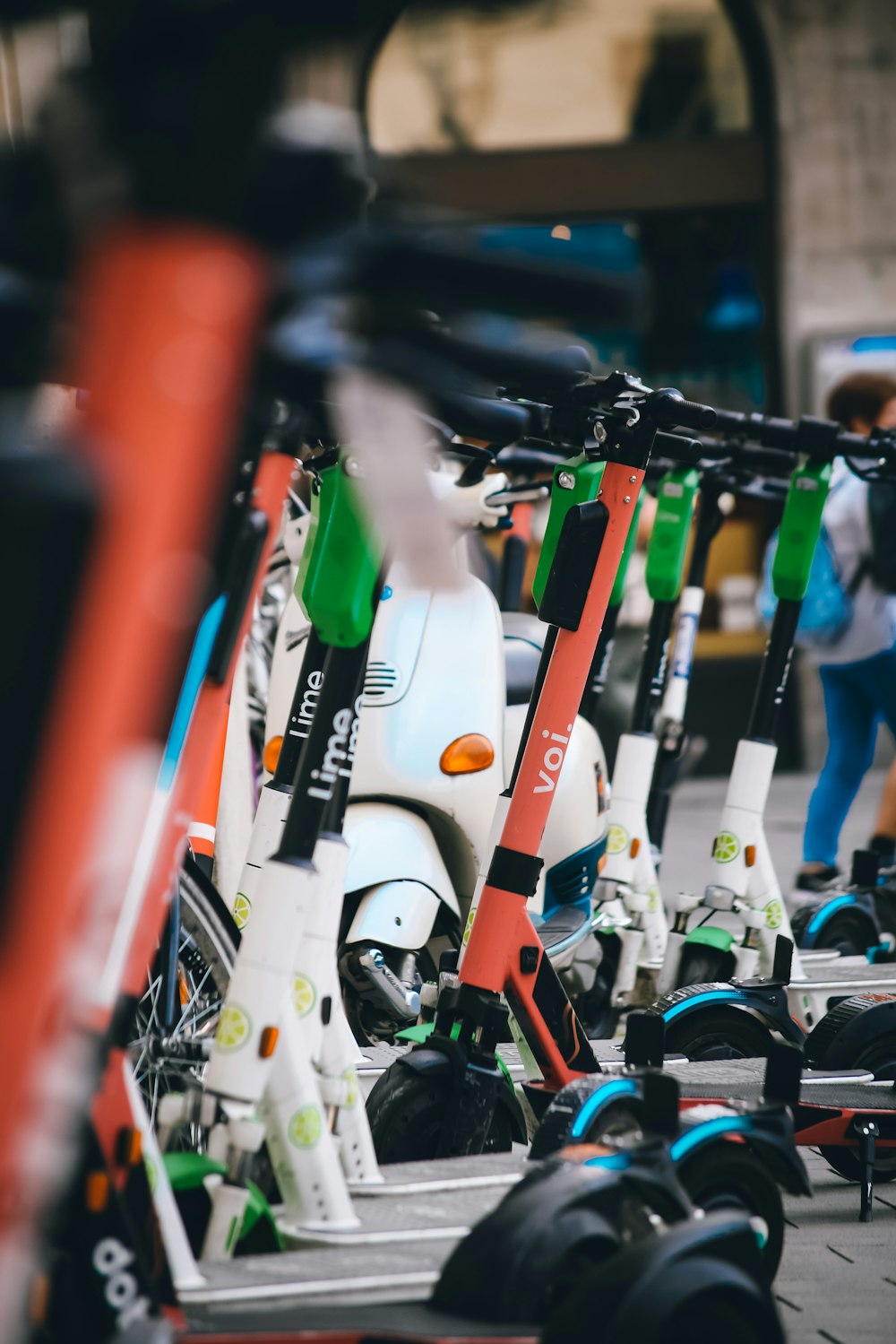 assorted color bicycle parked on the street during daytime