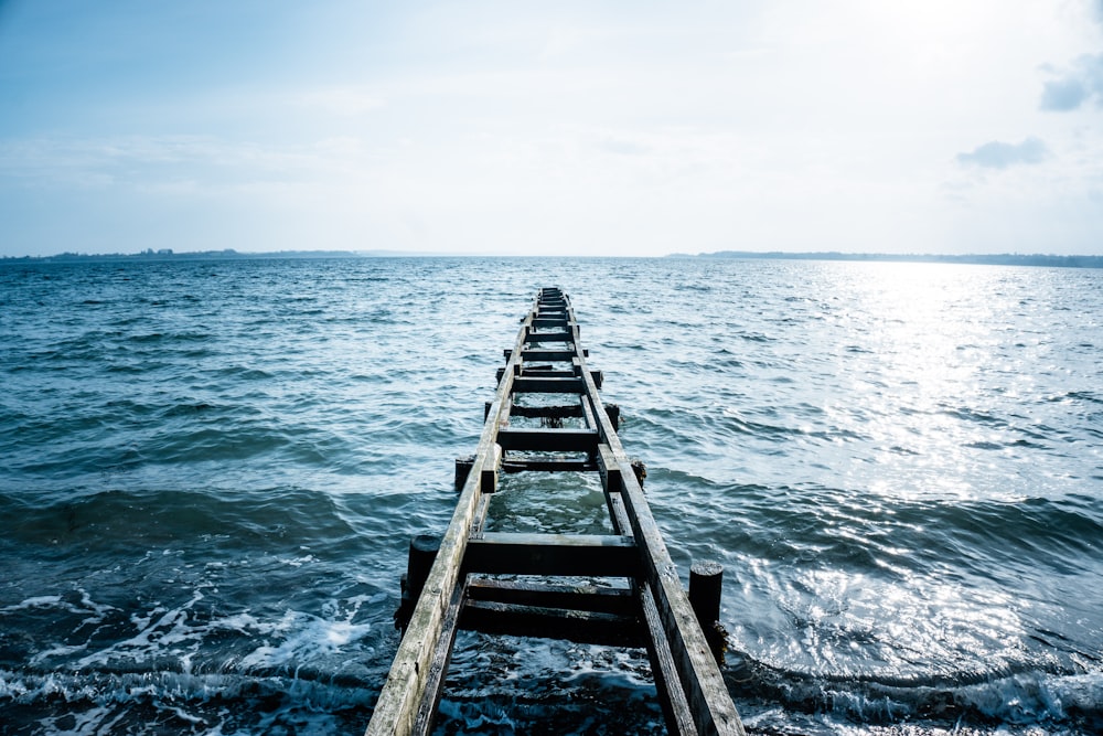 brown wooden dock on sea during daytime