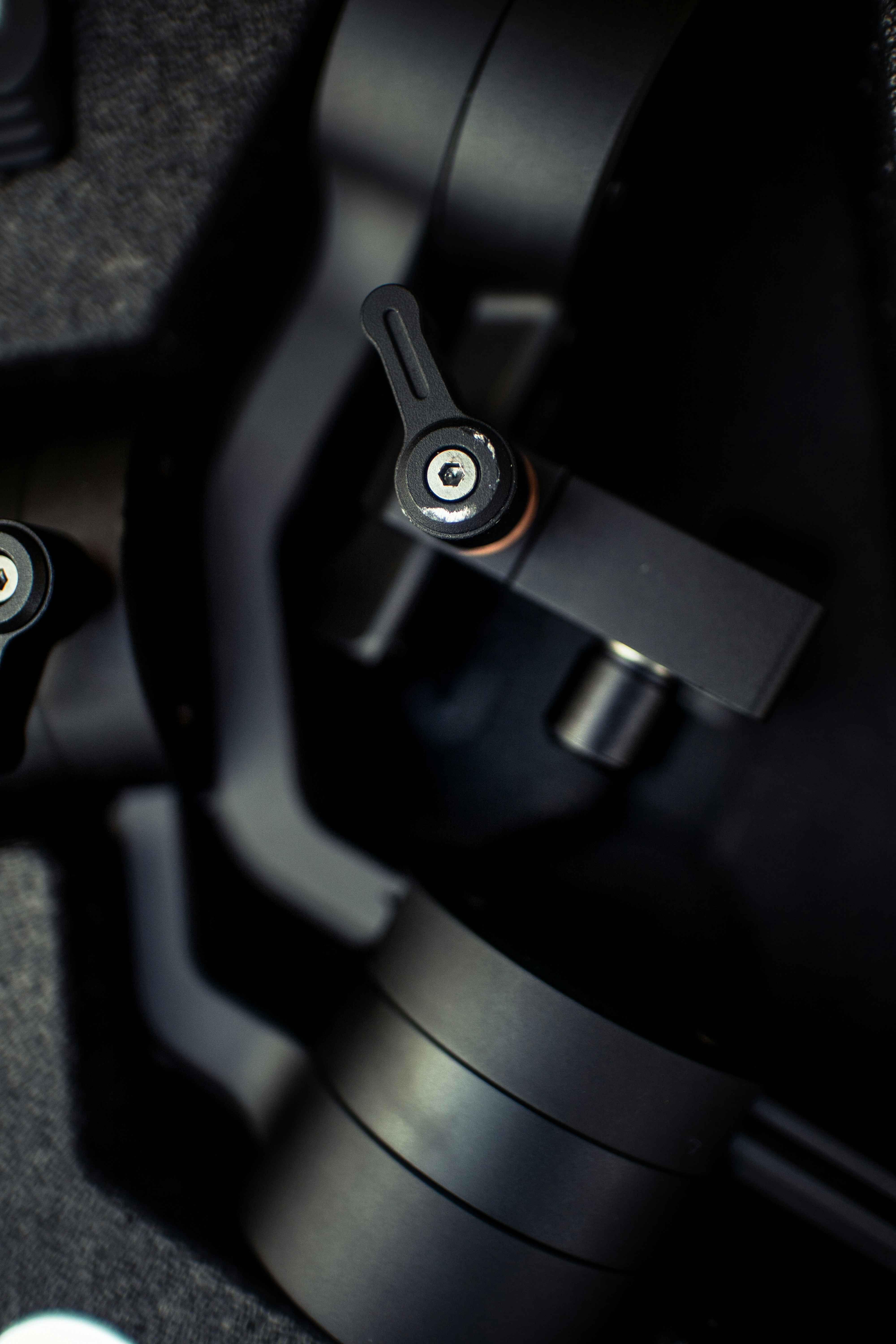 black and silver steering wheel