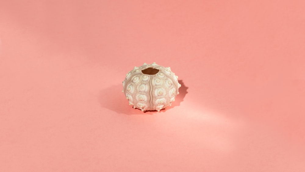 white round ornament on pink surface