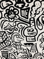 An abstract pop art design with playful patterns.