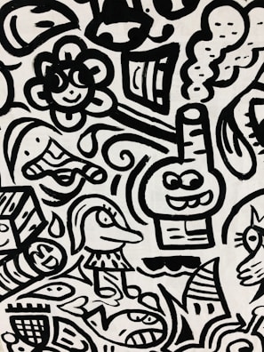 An abstract pop art design with playful patterns.