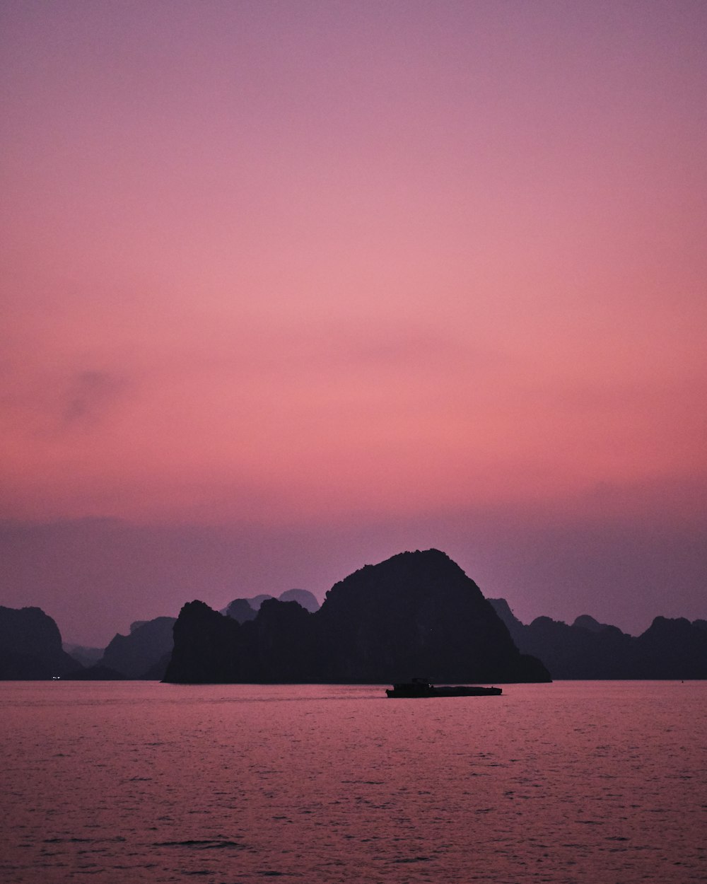 silhouette of mountain during sunset