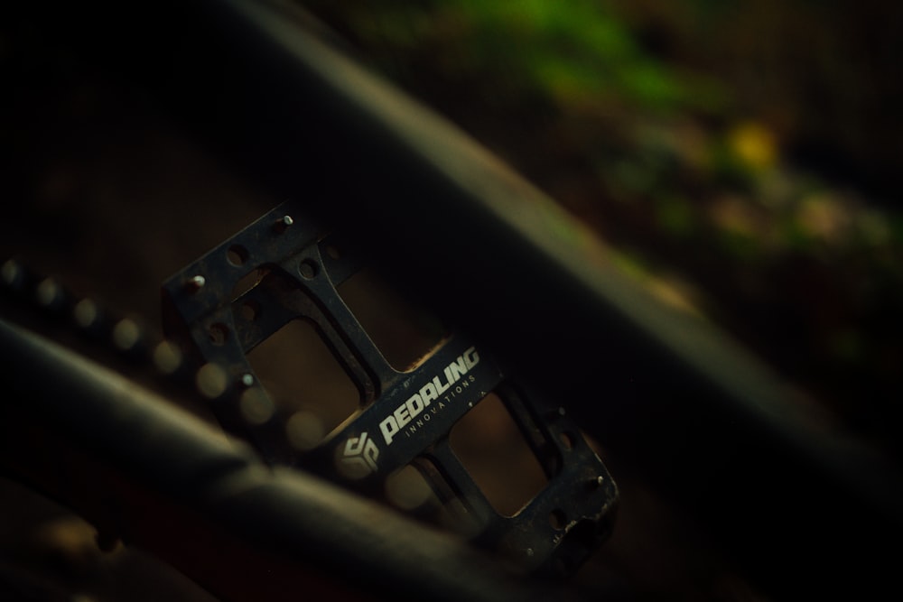 a close up of a bike frame with a blurry background