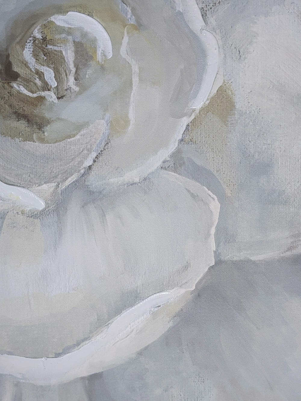 pintura abstrata branca e cinza