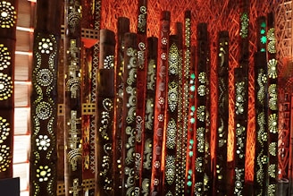 A collection of home poles arranged in a stylish setting.